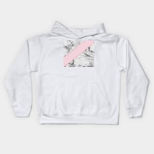 Celestial rose - dramatic white marble Kids Hoodie